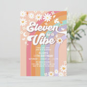 Eleven is een vibe daisy regenboog groovy verjaard kaart (Staand voorkant)
