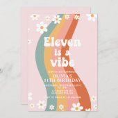 Eleven is een Vibe groovy regenboog 11e verjaardag Kaart (Voorkant / Achterkant)