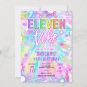 Eleven is een vibe neon gloed 11e verjaardagsfeest kaart (Voorkant)