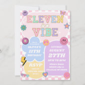 Eleven is een vibe preppy patch 11e verjaardagsfee kaart (Voorkant)