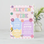 Eleven is een vibe preppy patch 11e verjaardagsfee kaart (Staand voorkant)