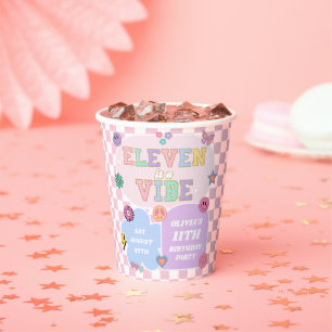 Eleven is een vibe preppy patch 11e verjaardagsfee papieren bekers