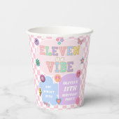 Eleven is een vibe preppy patch 11e verjaardagsfee papieren bekers (Achterkant)
