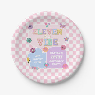 Eleven is een vibe preppy patch 11e verjaardagsfee papieren bordje
