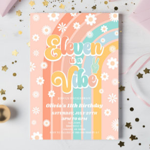 Eleven is een vibe Rainbow Daisy 11e verjaardag Kaart