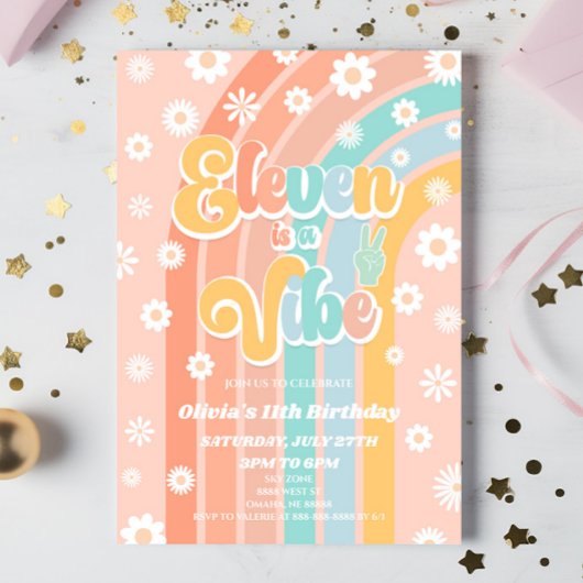 Eleven is een vibe Rainbow Daisy 11e verjaardag Kaart