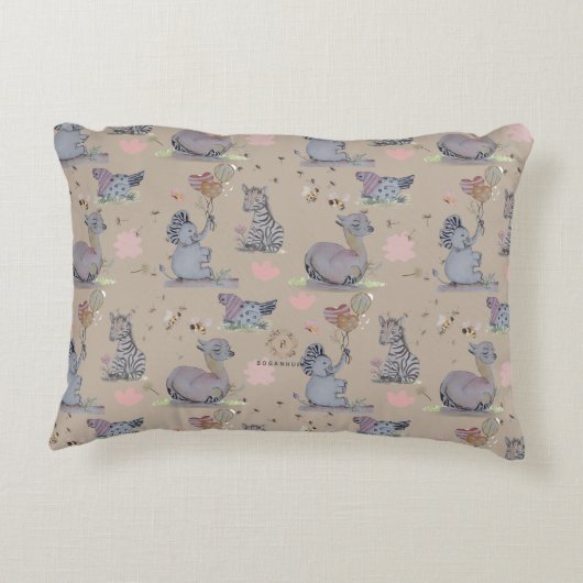 Eleze Elephant & Polka Hen Boganhues Accent Kussen (Achterkant)