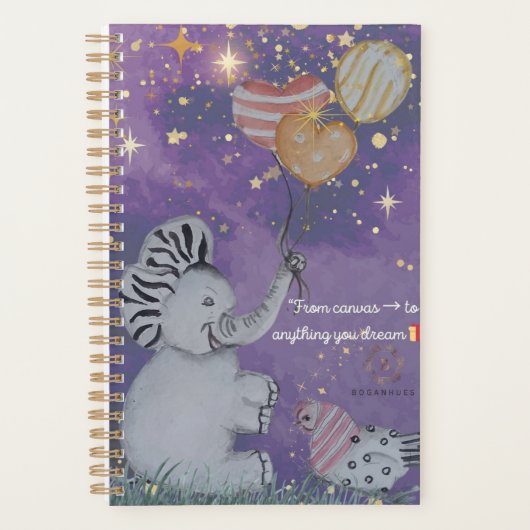 "Eleze Elephant & Polka Hen" Boganhues cover Planner (Voorkant)