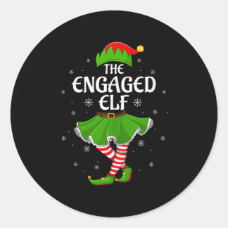 Elf aan het werk Kerst Familie Meisjes Vrouwen Elf Ronde Sticker