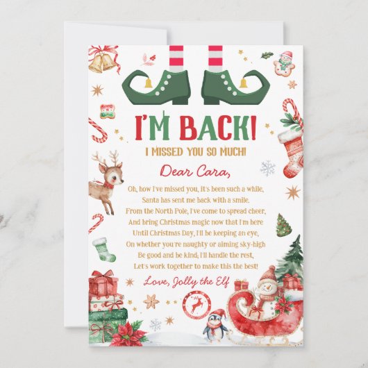 Elf Aankomst Kerst Ik Ben Terug Briefkaart (Voorkant)