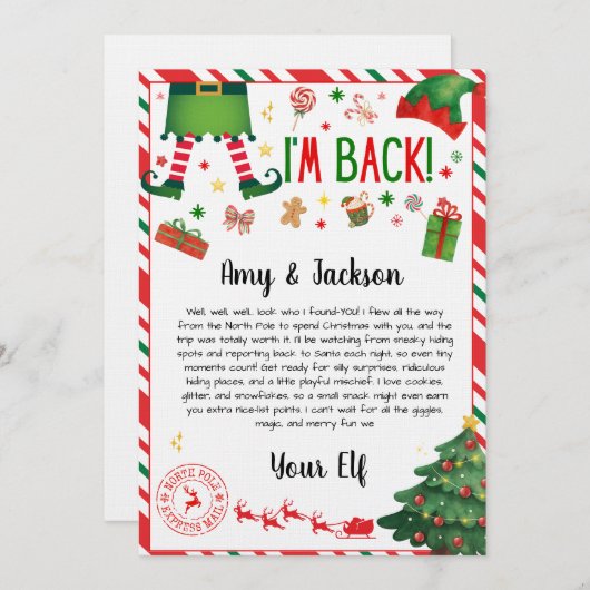 elf aankomstbrief - elf welkomstbrief kaart (Voorkant / Achterkant)