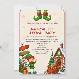 Elf Aankomstfeest Kerstfeest Noordpool Kaart