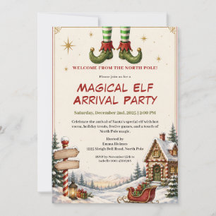 Elf Aankomstfeest Kerstfeest Noordpool Kaart