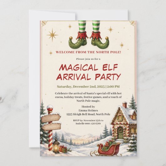 Elf Aankomstfeest | Kerstfeest Noordpool Kaart (Voorkant)