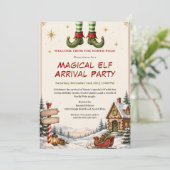Elf Aankomstfeest | Kerstfeest Noordpool Kaart (Staand voorkant)