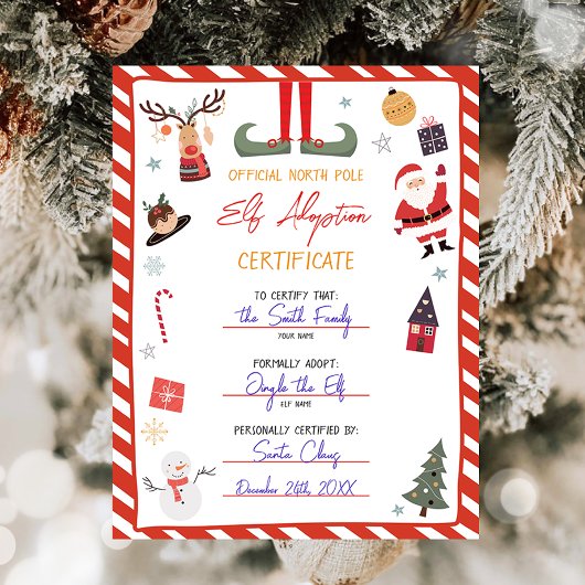 Elf Adoptie Certificaat Adopteer een Elf Kerstmis