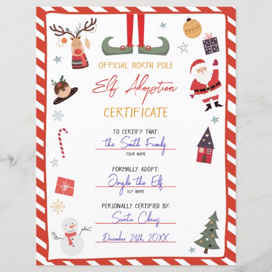 Elf Adoptie Certificaat Adopteer een Elf Kerstmis (Voorkant)