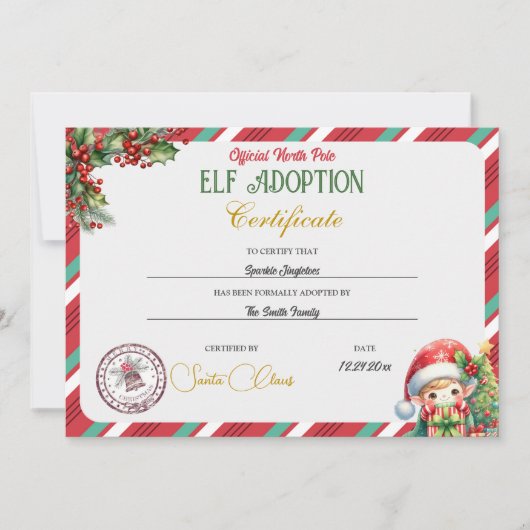 Elf Adoptie Certificaat Kaart (Voorkant)