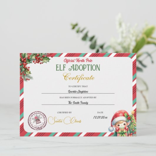 Elf Adoptie Certificaat Kaart (Staand voorkant)