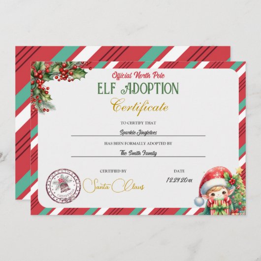 Elf Adoptie Certificaat Kaart (Voorkant / Achterkant)