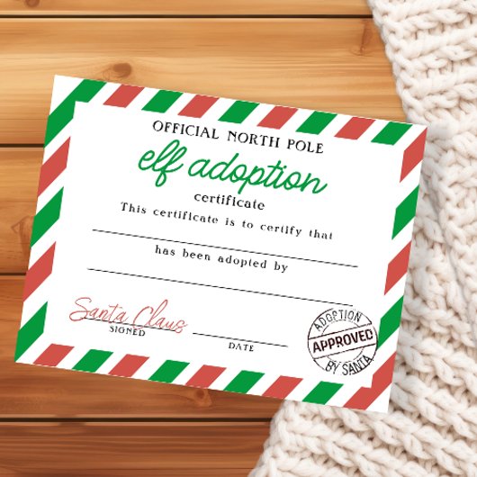 Elf Adoptie Certificaat Ondertekend Door Sinterkla