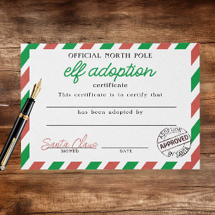 Elf Adoptie Certificaat Ondertekend Door Sinterkla Flyer