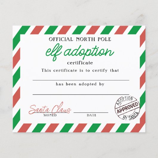 Elf Adoptie Certificaat Ondertekend Door Sinterkla Flyer (Voorkant)