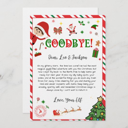 elf afscheidsbrief - elf retourbrief kaart (Voorkant / Achterkant)