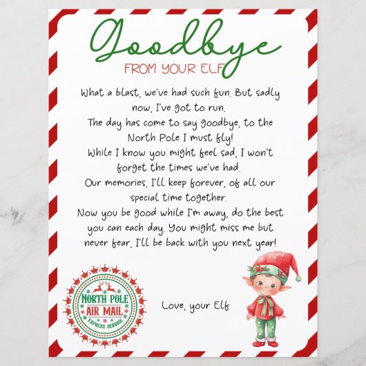 Elf Afscheidsbrief, Elf Vertrekbrief (Voorkant)