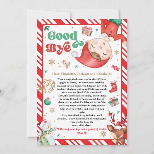 Elf Afscheidsbrief Vaarwel van Elf Kerstmis Kaart (Voorkant)