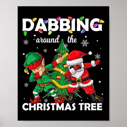 Elf &amp; Dabbing Santa Kinder Boys Mannen Claus D Poster (Voorkant)