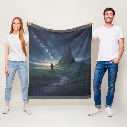 Elf Ancient Ireland Night Sky Fleece Blanket (In situ)