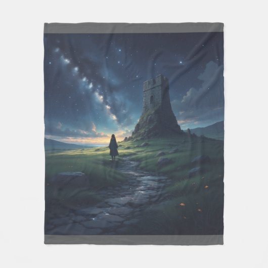 Elf Ancient Ireland Night Sky Fleece Blanket (Voorkant)