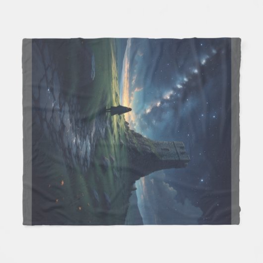 Elf Ancient Ireland Night Sky Fleece Blanket (Voorkant (Horizontaal))