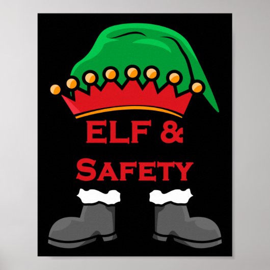 Elf And Safety, Funny Health &amp; Safety Elf Long Poster (Voorkant)