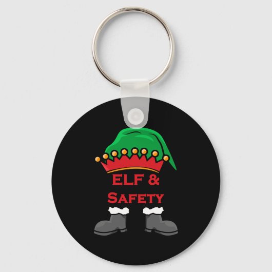 Elf And Safety, Funny Health &amp; Safety Elf Long Sleutelhanger (Voorkant)