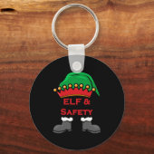 Elf And Safety, Funny Health &amp; Safety Elf Long Sleutelhanger (Voorkant)