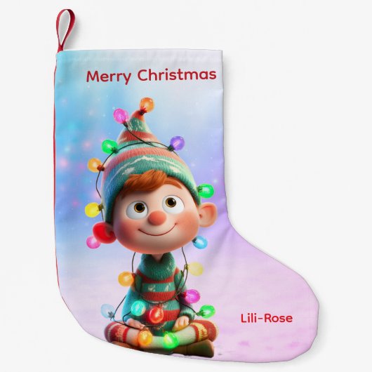 Elf Arrival Christmas Stocking | North Pole Magic Kleine Kerstsok (Voorkant)