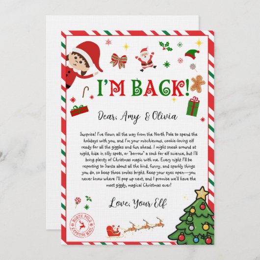 elf arrival letter - elf welcome letter  kaart (Voorkant / Achterkant)