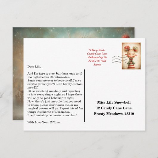 Elf Arrival Letter | North Pole Welcome Message Briefkaart (Voorkant / Achterkant)