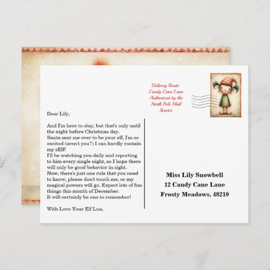 Elf Arrival Letter | North Pole Welcome Message Briefkaart (Voorkant / Achterkant)