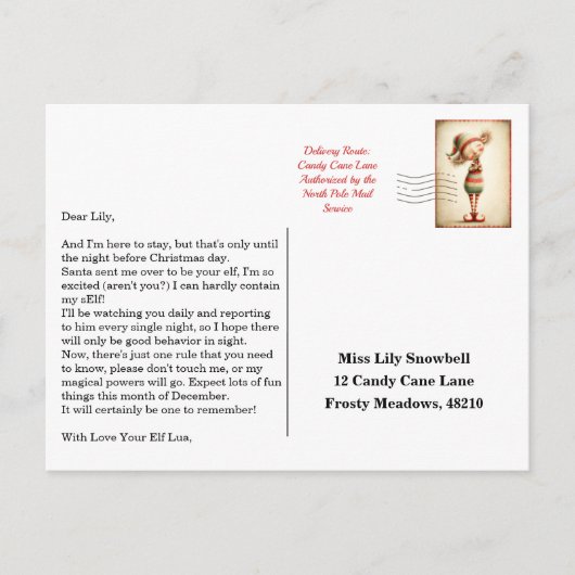 Elf Arrival Letter | North Pole Welcome Message Briefkaart (Voorkant)