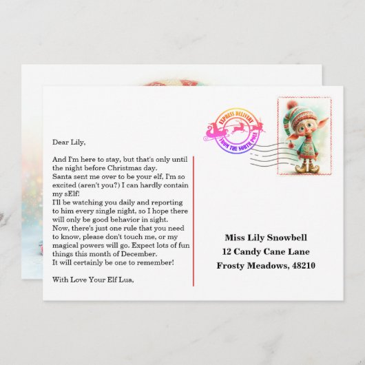 Elf Arrival Letter | North Pole Welcome Message Kaart (Voorkant / Achterkant)