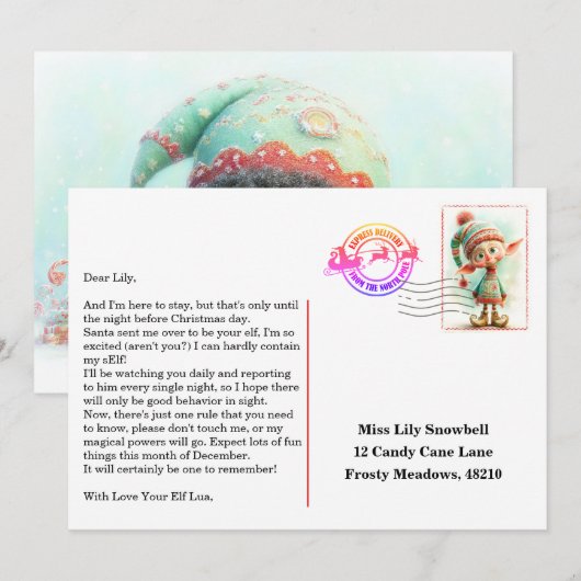 Elf Arrival Letter | North Pole Welcome Message Kaart (Voorkant / Achterkant)