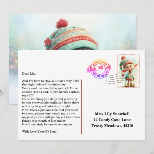 Elf Arrival Letter | North Pole Welcome Message Kaart (Voorkant / Achterkant)
