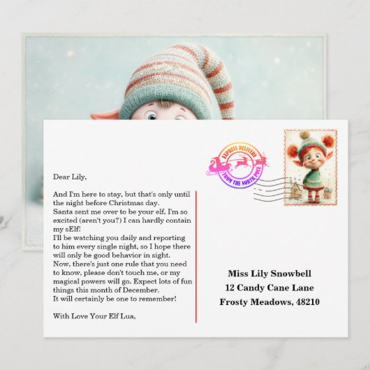Elf Arrival Letter | North Pole Welcome Message Kaart (Voorkant / Achterkant)
