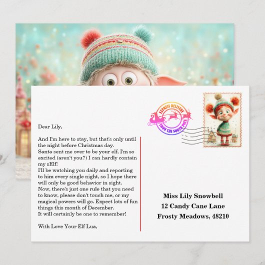Elf Arrival Letter | North Pole Welcome Message Kaart (Voorkant / Achterkant)
