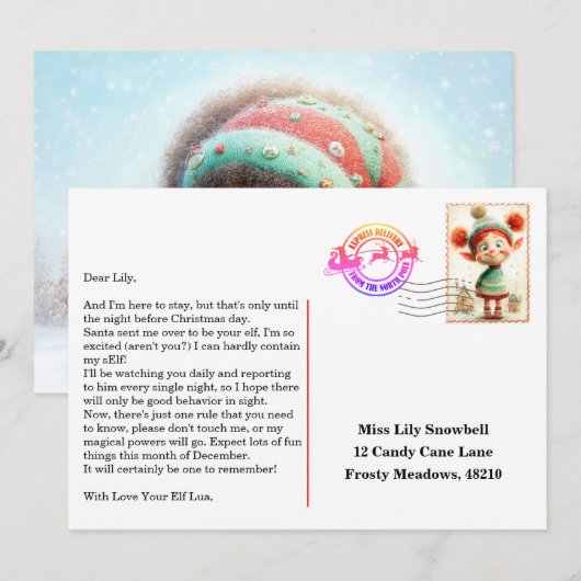 Elf Arrival Letter | North Pole Welcome Message Kaart (Voorkant / Achterkant)