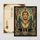 Elf, Art Deco Mythisch Briefkaart (Voorkant / Achterkant)