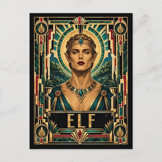 Elf, Art Deco Mythisch Briefkaart (Voorkant)